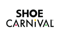 Shoe Carnival logo with bold black text; the word CARNIVAL has colorful dots (yellow, red, green) inside the letters A, I, and A.