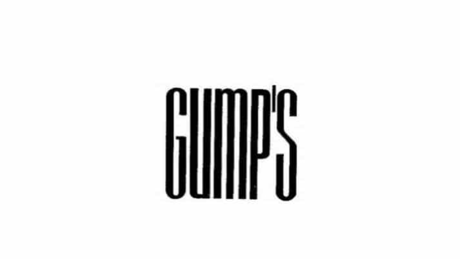 Black text in a tall, condensed font on a white background reads GUMPS.
