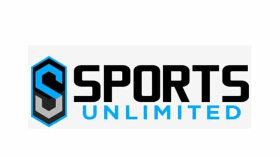 Logo with a stylized letter S in a hexagon on the left, followed by the words SPORTS in bold black letters and UNLIMITED in light blue capital letters underneath.