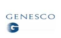Genesco logo with the name GENESCO in blue capital letters above a blue circular G design featuring horizontal lines. The background is white.