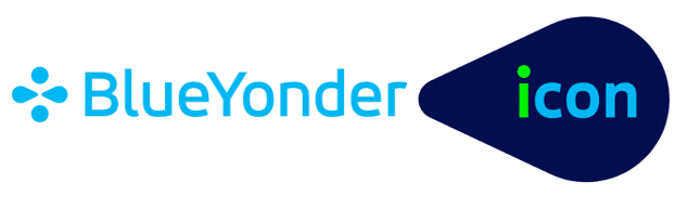 Blue Yonder icon logo with BlueYonder in light blue text and icon in blue and green text inside a dark blue rounded shape.