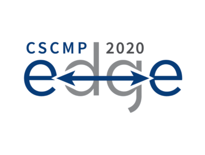 CSCMP 2020 EDGE logo with the word edge in large letters and a double-headed arrow running horizontally through the middle, connecting the two e letters.