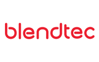 The image shows the Blendtec logo with the word blendtec written in lowercase, rounded red letters on a light gray background, highlighting innovation similar to Microsoft Dynamics 365 for Manufacturing.