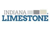 The logo for Indiana Limestone features the words “INDIANA LIMESTONE”—“INDIANA” in gray, “LIMESTONE” in bold blue—echoing the precision and reliability valued in Microsoft Dynamics 365 for Manufacturing. Three small rectangles in gray and beige top the text.