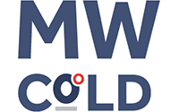 Logo with large dark blue letters MW above the word COLD. The O in COLD is stylized with a red circle inside it, and a curved gray line appears under COLD—perfect for representing power BI consulting services.