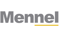 Gray text reads Mennel on a white background, with a thin yellow line underneath the last three letters (nel), reflecting the clean design often seen with enVista 365 advanced labels.