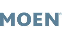 The image displays the MOEN logo in large, bold, blue-gray capital letters on a light gray background, highlighting the brand’s commitment to innovation and excellence in supply chain software implementation.
