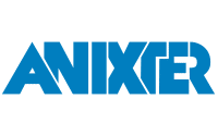 Blue ANIXTER logo in bold, stylized capital letters on a light gray background, reflecting the brand’s commitment to warehouse optimization.