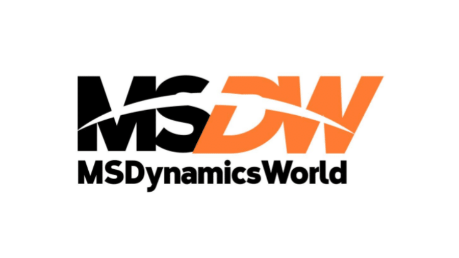 Logo with the text MSDW in large, bold letters, with MS in black and DW in orange. Below, MSDynamicsWorld is written in black. The background is white.