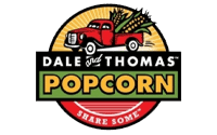 A logo featuring a red truck carrying corn, with the text “Dale and Thomas Popcorn” in bold letters and “Share Some” in a red banner at the bottom.