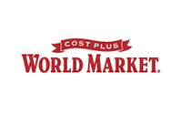 Red “Cost Plus World Market” logo on a white background. The words “COST PLUS” are inside a red banner above the bold, stylized text “WORLD MARKET.”.