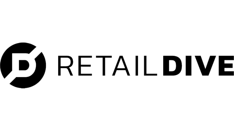 Black and white logo featuring a stylized “D” inside a circle, followed by the words “RETAIL DIVE,” with “DIVE” in bold capital letters.