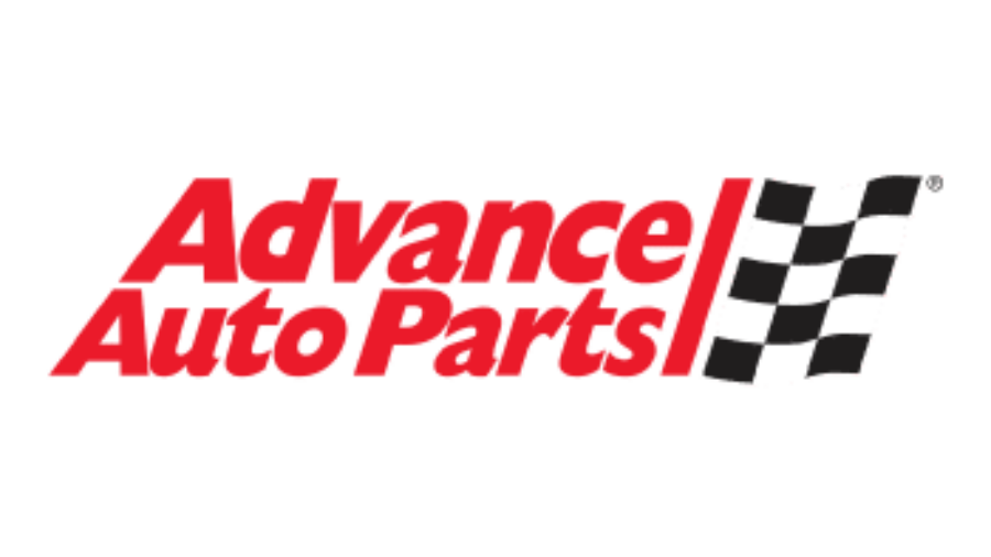 The Advance Auto Parts logo features red text reading Advance Auto Parts next to a black and white checkered racing flag, symbolizing speed and a commitment to client experience, all on a white background.