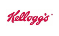 The image shows the Kelloggs logo featuring the word Kelloggs in red, cursive script on a white background.