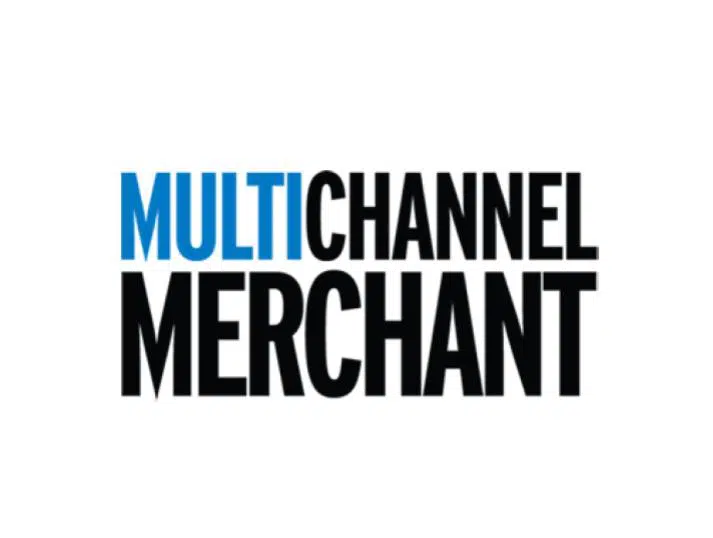 The image features the text MULTICHANNEL MERCHANT in bold uppercase letters, with MULTI in blue and CHANNEL MERCHANT in black, all on a white background.