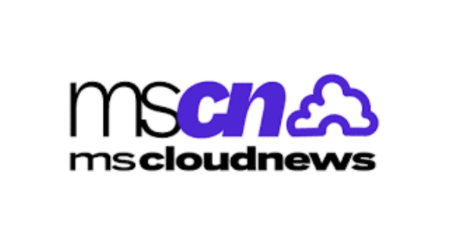 Logo for mscloudnews with mscn in large black and purple letters, the cn forming the shape of a cloud, and mscloudnews in smaller black text below.