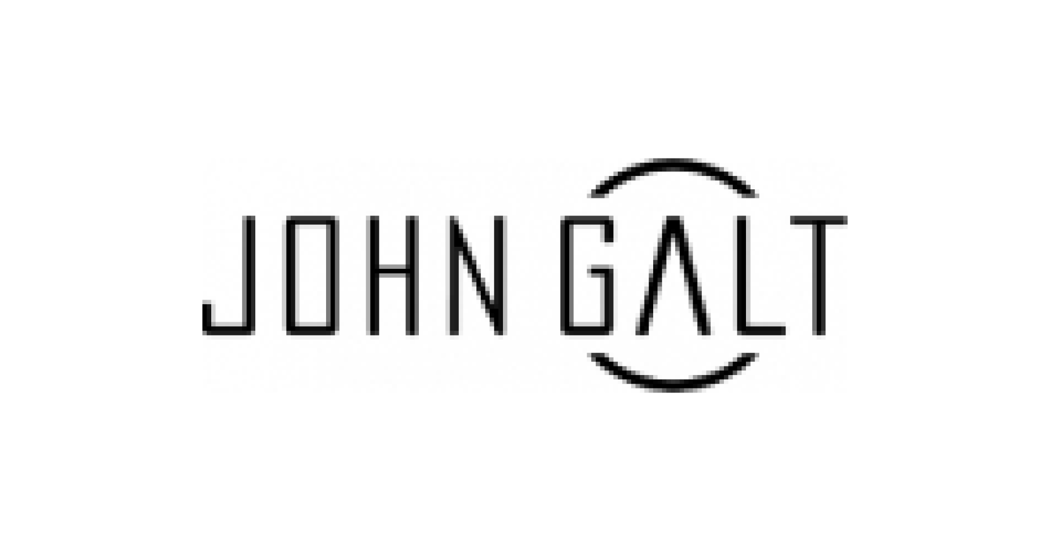 The image shows the stylized text JOHN GALT in black, with curved lines above and below the letter A resembling a partial circle—a nod to their expertise in inventory optimization consulting. The background is white.