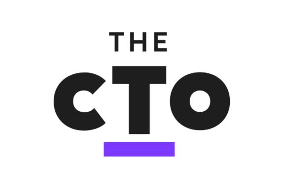 The image features the words THE CTO in bold black letters on a white background, with a thick purple underline beneath the TO section of CTO.