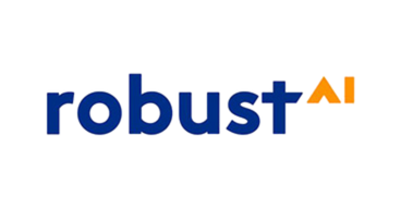 Logo for Robust AI. The word robust is in dark blue lowercase letters, with the cross of the t extended. AI appears in orange uppercase letters to the right of the t. The background is light gray.