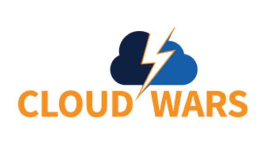 Logo featuring a stylized cloud split by a yellow lightning bolt above the words “CLOUD WARS” in bold orange letters, evoking the dynamic impact of warehouse automation on a crisp white background.