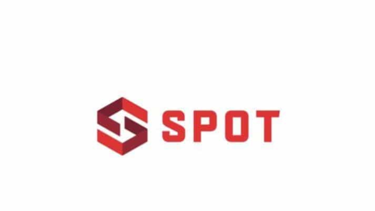 Red geometric S logo next to the word SPOT in bold red capital letters, all on a white background.