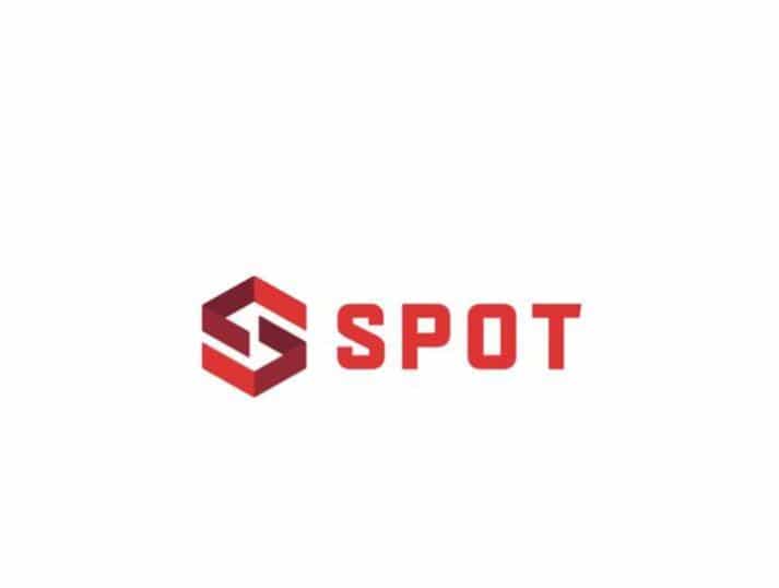 Red geometric S logo next to the word SPOT in bold red capital letters, all on a white background.