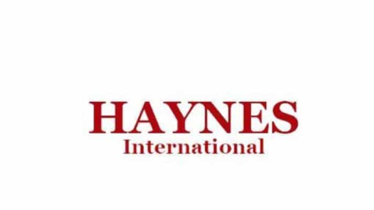 The image displays the Haynes International logo, with HAYNES in large red capital letters and International in smaller red text beneath it, all set against a white background.