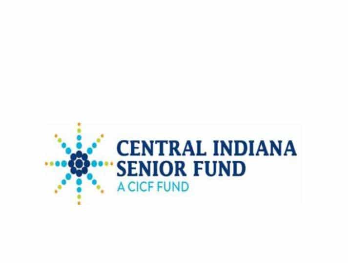 Central Indiana Senior Fund logo featuring a blue and yellow dotted starburst design to the left of the organization’s name in bold blue text.