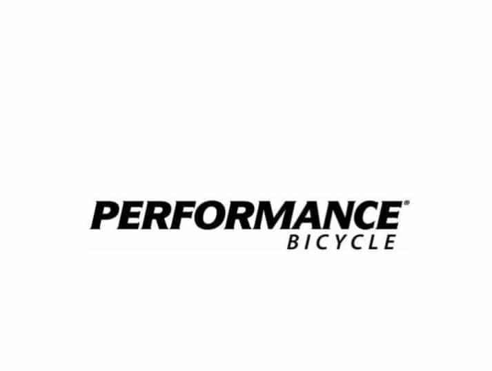 The image shows the PERFORMANCE BICYCLE logo in bold black text on a white background.