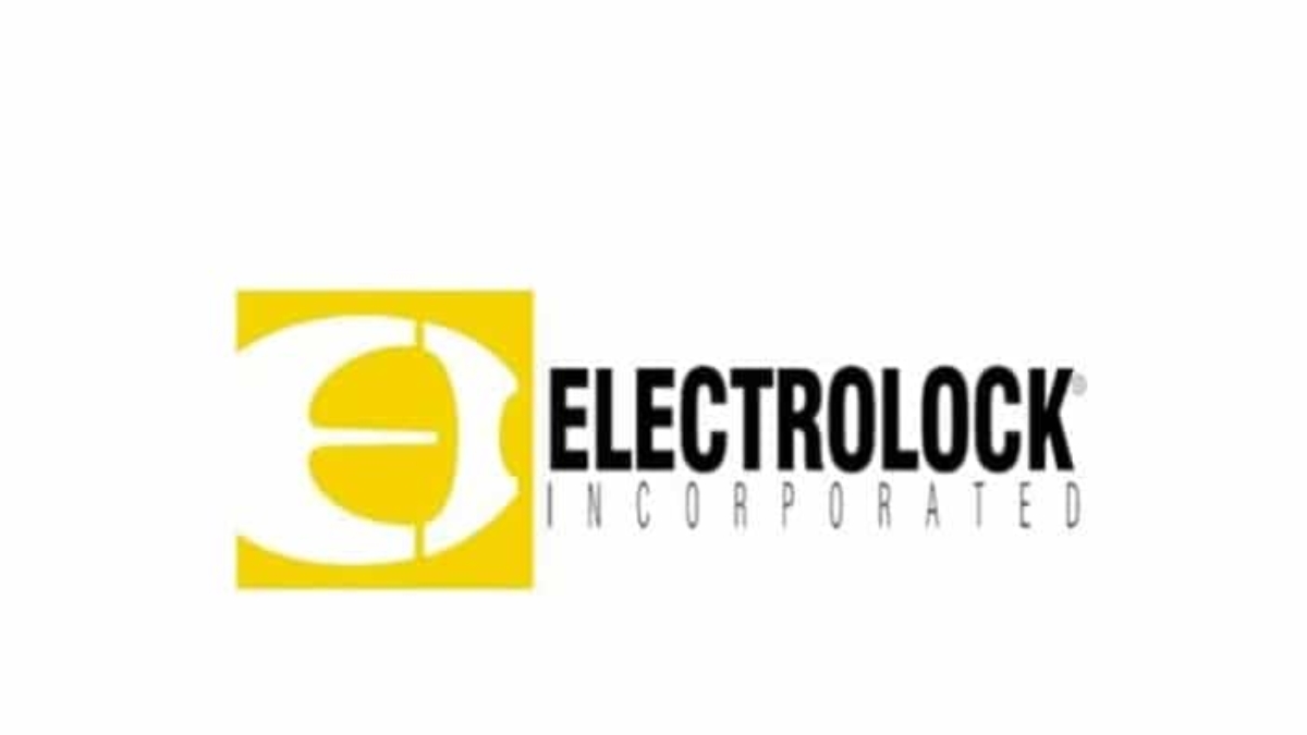 The image shows the Electrolock Incorporated logo, featuring a stylized white E on a yellow square, followed by the black text ELECTROLOCK INCORPORATED in uppercase letters.