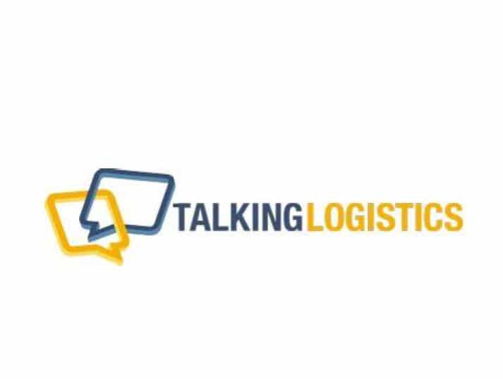 Logo for Talking Logistics featuring two overlapping speech bubbles, one yellow and one blue, beside the words TALKING LOGISTICS in bold letters, with TALKING in blue and LOGISTICS in yellow.