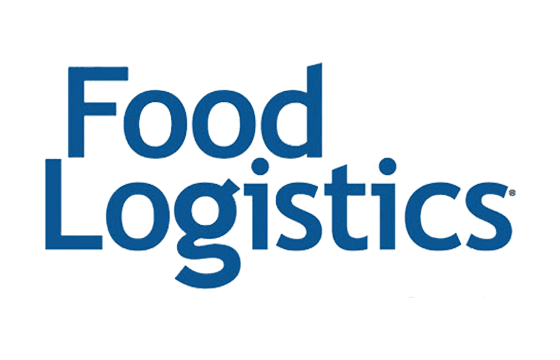 The image shows the words Food Logistics in bold blue letters on a plain white background.