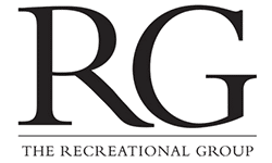 Logo with large black initials RG above the text The Recreational Group in smaller black capital letters on a light background, reflecting professionalism and innovation, ideal for a Dynamics 365 Field Service provider.