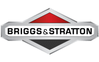 Briggs & Stratton logo with bold black text on a white rectangle, set within a diamond shape—red on the upper half, black below—outlined in gray and silver, symbolizing excellence in Supply Chain Network Design & Optimization Services.