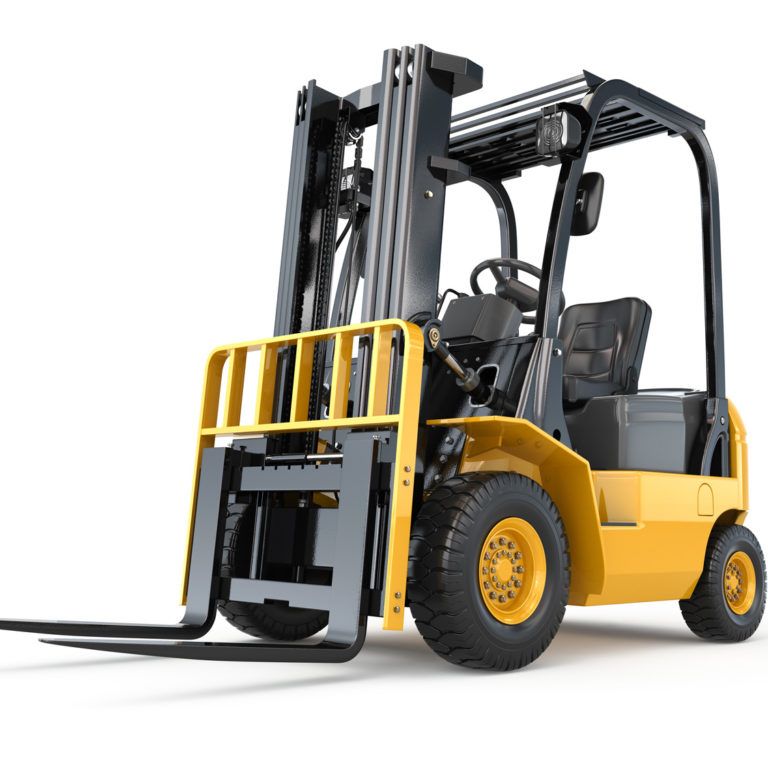 A yellow and black forklift with two front forks, a protective overhead guard, and a driver's seat, ideal for dc optimization, shown on a white background.