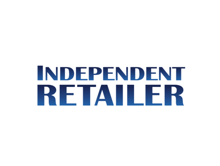 The image displays the words INDEPENDENT RETAILER in bold, blue gradient uppercase letters on a white background.