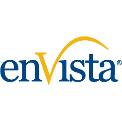 The enVista logo with the text “enVista” in blue, featuring a gold curved line arching from the letter V over to the letter a.