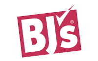 Red BJ’s logo with a check mark above the J and a registered trademark symbol, all against a light background.