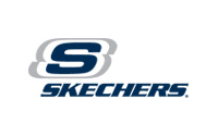 Skechers logo featuring a stylized, overlapping S above the word SKECHERS in bold, blue uppercase letters on a white background.