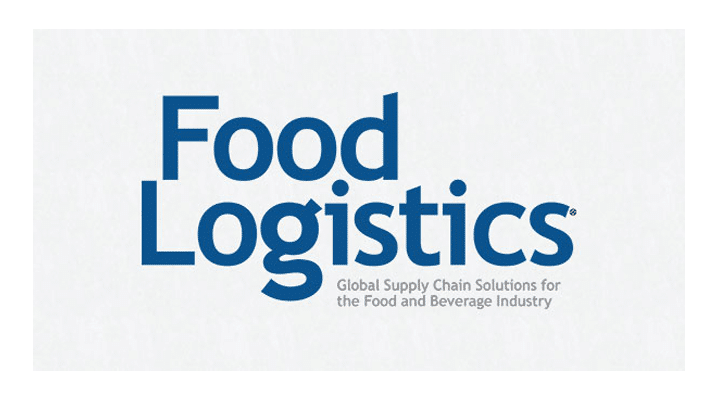 The image features the Food Logistics logo in large blue text, with the tagline Global Supply Chain Solutions for the Food and Beverage Industry written below in smaller blue font on a white background.