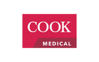 Cook Medical logo featuring the word COOK in large white letters on a red background above the word MEDICAL in smaller white letters, representing their expertise in medical devices and manufacturing consulting services.