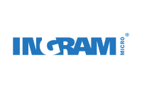 Ingram Micro logo with the word INGRAM in bold blue letters and MICRO in smaller blue text vertically aligned on the right side, reflecting their expertise in distribution consulting.