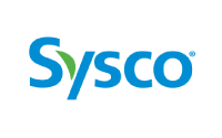 Sysco logo with the word Sysco in blue letters, featuring a green leaf shape incorporated into the letter S, on a light gray background—perfect for distribution consulting services.