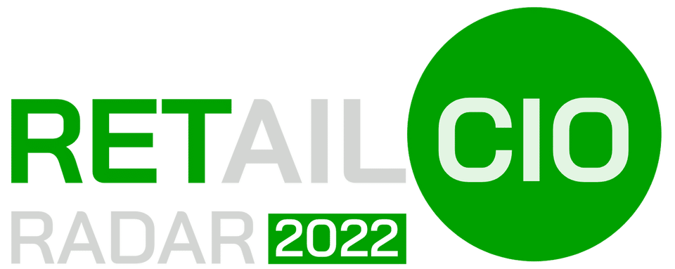 Logo reading RETAIL CIO RADAR 2022 with RETAIL and CIO in bold green, RADAR in light gray, and 2022 in white on a green rectangle. CIO is inside a large green circle, highlighting innovations like order management system solutions.
