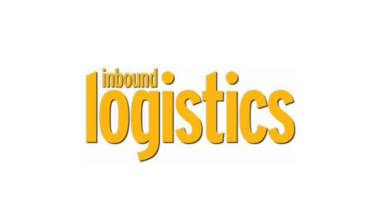 The image features the words inbound logistics with inbound in small, lowercase letters above the larger, bold, yellow word logistics on a white background.