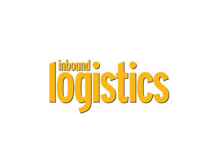 The image features the words inbound logistics with inbound in small, lowercase letters above the larger, bold, yellow word logistics on a white background.