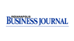 Logo for the Indianapolis Business Journal, featuring the publications name in bold blue and black text on a white background with a horizontal blue line underneath.