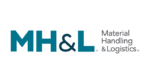 Logo for Material Handling & Logistics with the abbreviation MH&L in large blue letters on the left and the full name in smaller black text on the right. The background is white.