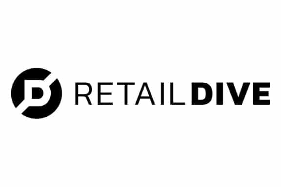 The image features the Retail Dive logo, with a bold, stylized D inside a black circle to the left and the words RETAIL DIVE in black, uppercase letters to the right.