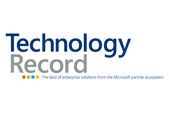 The logo for Technology Record features the words Technology Record in blue and gray text, with a tagline below that reads, The best of enterprise solutions from the Microsoft partner ecosystem.